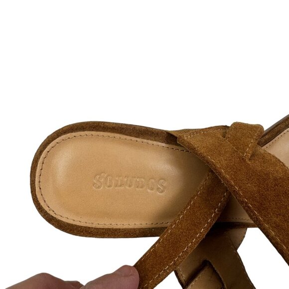 Soludos Farah Camel/Brown Suede Block Heel Strappy Sandal Women's Size 7.5 - Picture 8 of 10